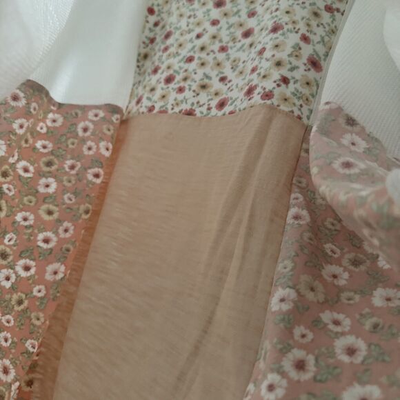 Floral Mix Top Blouse Womens Colorful Block Short Sleeve Round Neck Size… - Picture 8 of 8